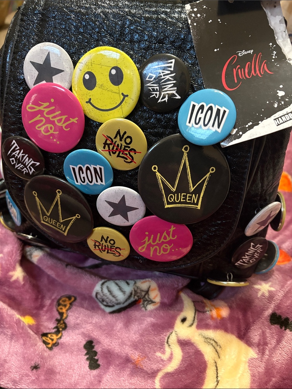 Disney Danielle Nicole Cruella Buttons Back Pack Bag
